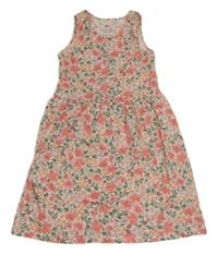 Světlerůžové šaty květy a jahůdkami zn. H&M