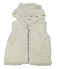 Smetanová kožešinová podšitá vesta s kapucí s oušky INFINITY KIDS