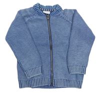 Modrý melírovaný propínací svetr F&F