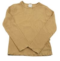 Hnědobéžové žebrované triko ZARA