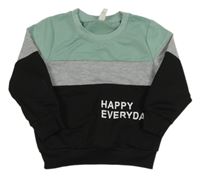 Černo-šedo-olivová mikina s nápisy