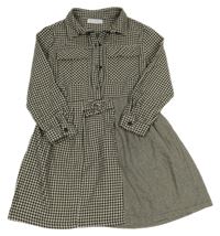 Černo-smetanové kostkované šaty s límečkem ZARA