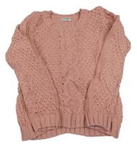 Starorůžový vzorovaný vlněný svetr Next