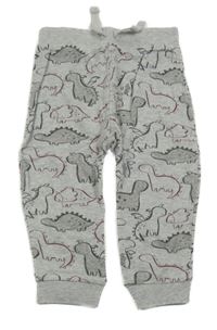 Šedé melírované tepláky s dinosaury George