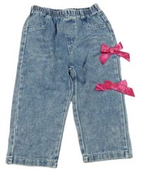 Modré plísňové rifle s mašlemi SHEIN 