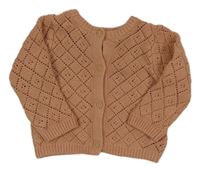 Světlehnědý perforovaný propínací svetr PRIMARK