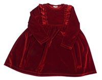 Tmavočervené sametové šaty s volánky F&F