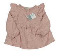 Nové - pudrová vzorovaná šatová propínací tunika s volánky PRIMARK