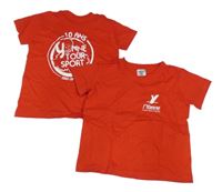 2x - Červené tričko s nápisy a smajlíkem 