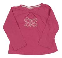 Tmavorůžové triko s motýlkem Vertbaudet