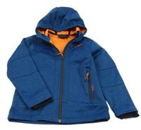 Cobaltoě modro-černá melírovaná softshellová bunda s kapucí CMP