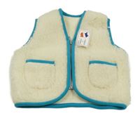 Nové - smetanovo-modrozelená vlněná vesta