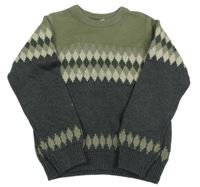 Nové - khaki-tmavošedý svetr se vzorem JARVIS ARCHER