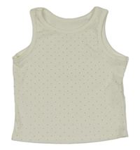 Bílý žebrovaný crop top s kamínky