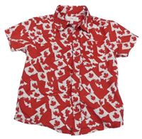Červeno-bílá vzorovaná košile s javorovými listy 