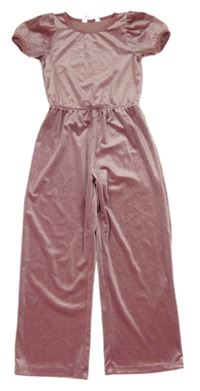 Starorůžový sametový kalhotový overal H&M