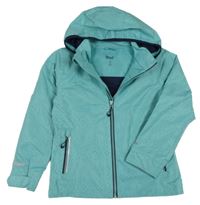 Modrozelená vzorovaná šusťáková funkční jarní bunda s kapucí crivit