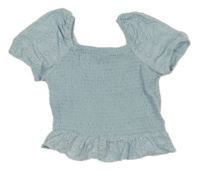 Světlemodré žabičkové crop tričko s madeirou PRIMARK