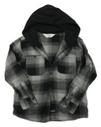 Černo-šedá kostkovaná košile s kapucí H&M