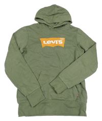 Khaki mikina s logem a kapsou a kapucí Levi´s