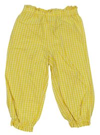 Bílo-žluté kostkované lehké kalhoty Next