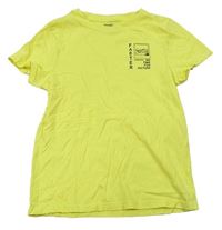 Žluté tričko s potiskem s nápisy Kiabi 