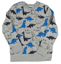 Šedá melírovaná mikina s dinosaury C&A