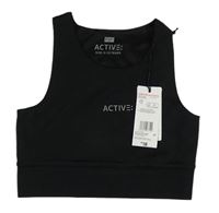 Černý sportovní crop top s nápisem F&F