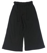 Černé žebrované culottes kalhoty s páskem Page One Young