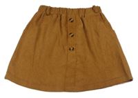 Hnědá žebrovaná sukně s knoflíky
