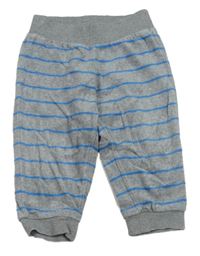 Šedo-modré pruhované sametové tepláky H&M