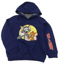Tmavomodrá mikina s Tomem s Jerrym a kapucí