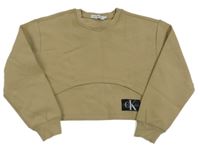 Písková crop mikina s nášivkou Calvin Klein