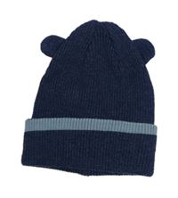 Tmavomodrá žebrovaná čepice s oušky zn. George