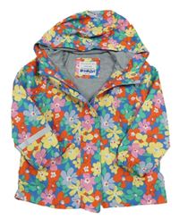 Modro-barevná květovaná šusťáková jarní bunda s kapucí Primark