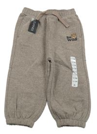 Nové - Hnědé melírované tepláky s medvědem Dunnes