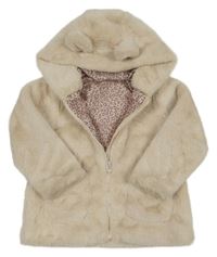Béžová kožešinová podšitá bunda s kapucí Dunnes