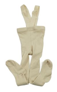 Béžové žebrované punčocháče s kšandami