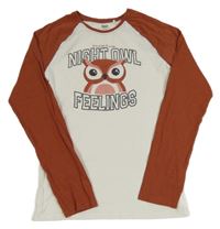 Bílo-hnědé triko se sovu Yigga