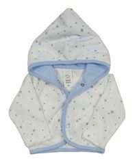 Bílá sametová propínací mikina s hvězdami a kapucí C&A