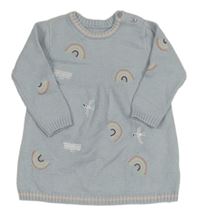 Světlemodré svetrové šaty s duhami Nutmeg