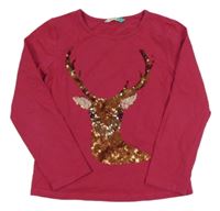 Malinové triko se srnkou z flitrů John Lewis