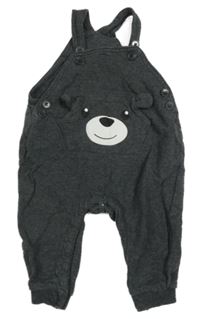 Tmavošedé melírované laclové tepláky s medvědem Dopodopo