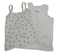 2x košilka - bílá květovaná + bílá