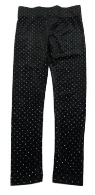 Černé puntíkaté sametové legíny Dunnes