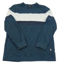 Petrolejovo-tmavomodro-světlešedá žebrovaná mikina C&A