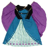 Kostým - 2set - Petrolejovo-černo-tyrkysové šaty - Anna z Frozen + plášť Disney