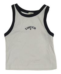 Bílý žebrovaný crop top s nápisem River Island