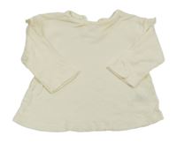 Smetanové žebrované triko s volánky George