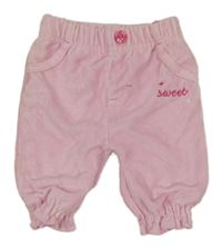 Růžové žebrované sametové podšité tepláky s nápisem Ergee